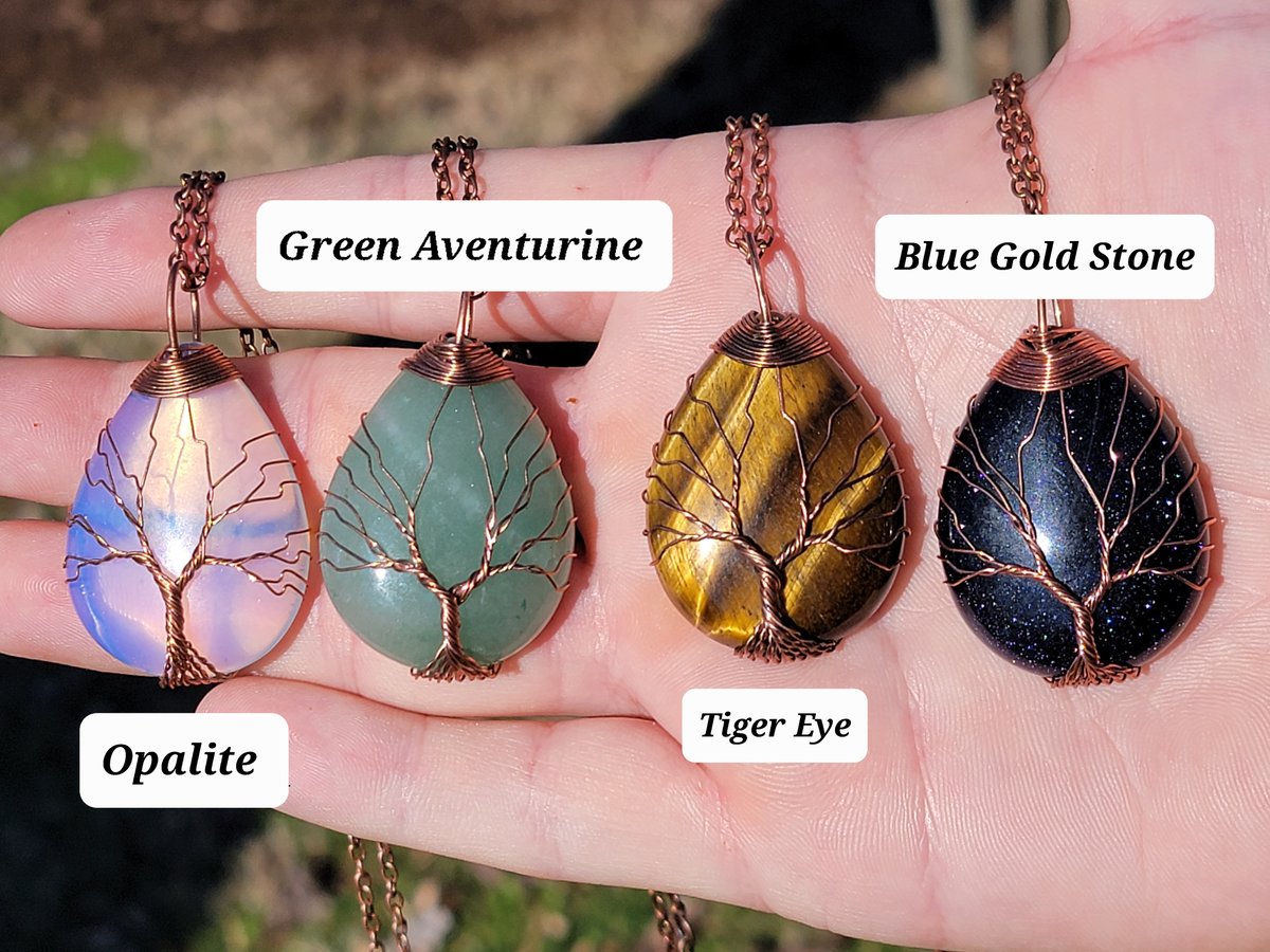 Image of Tree of life crystal pendant necklace 