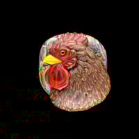 Image 1 of XL. Variegated Brown Hen - Lampwork Glass Sculpture Focal Pendant Bead