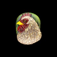 Image 1 of XL. Alert Tawny Tan Hen - Flamework Glass Sculpture Bead