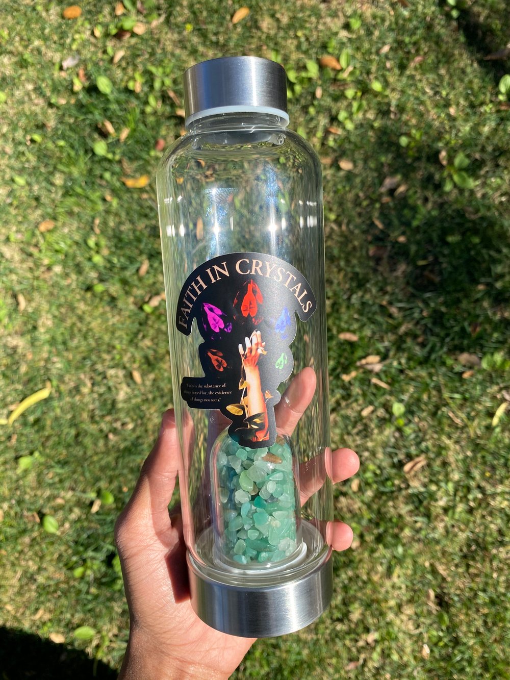 Image of "Growth" Crystal Infused Water Bottle (Aventurine)