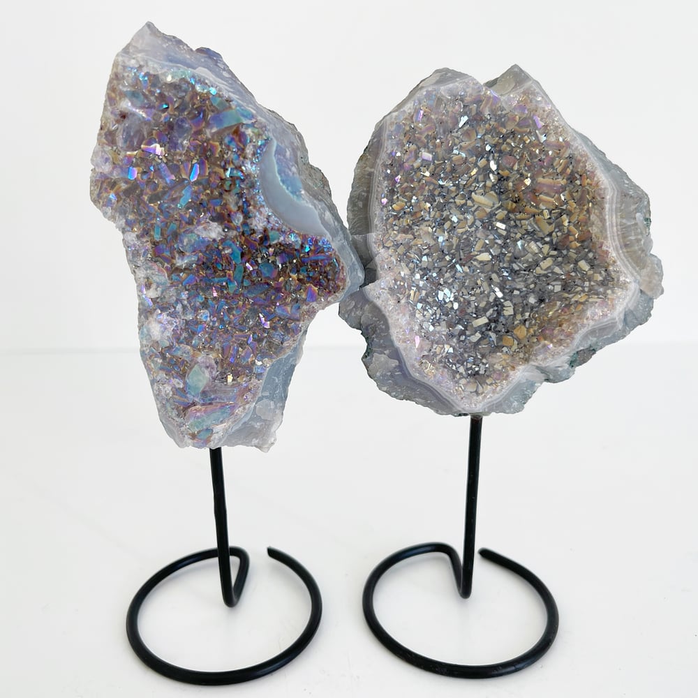 Image of Titanium Coated Amethyst no.56 +Black Post Stand