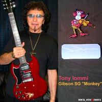 Image 1 of Tony Iommi stickers decal Gibson SG Monkey Custom guitar + vinyl autograph 