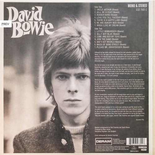 David Bowie ‎– David Bowie, DEBUT LP, LTD EDITION, GATEFOLD SLEEVE