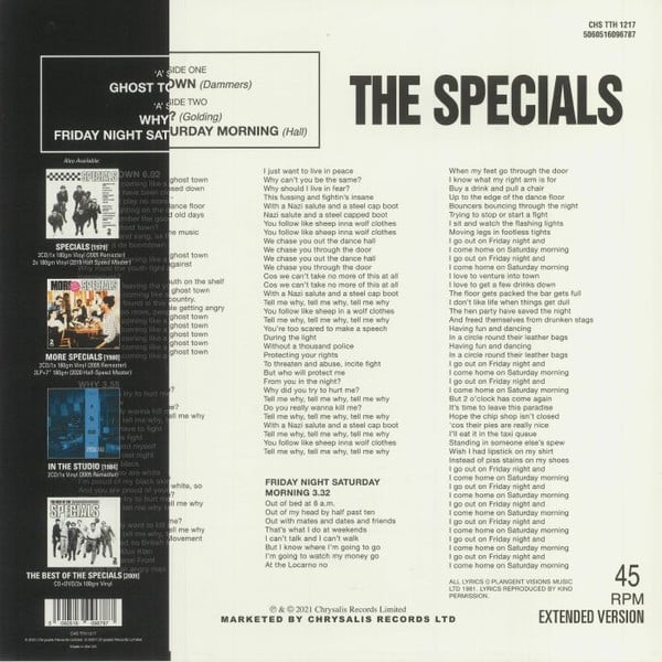 The Specials – Ghost Town / Why? / Friday Night, Saturday Morning 12" VINYL