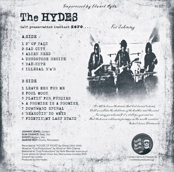 The Hydes ‎– Self Preservation Instinct Zero VINYL LP