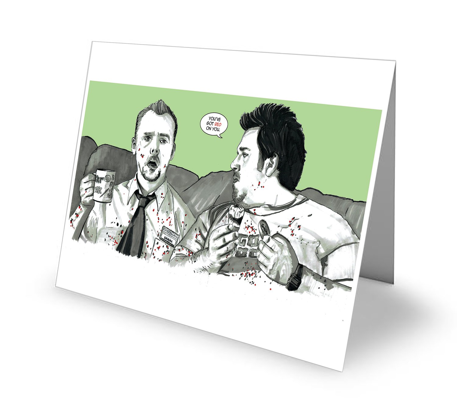 Shaun Of The Dead 'Red On You' Greetings Card with Envelope (C6 Size)