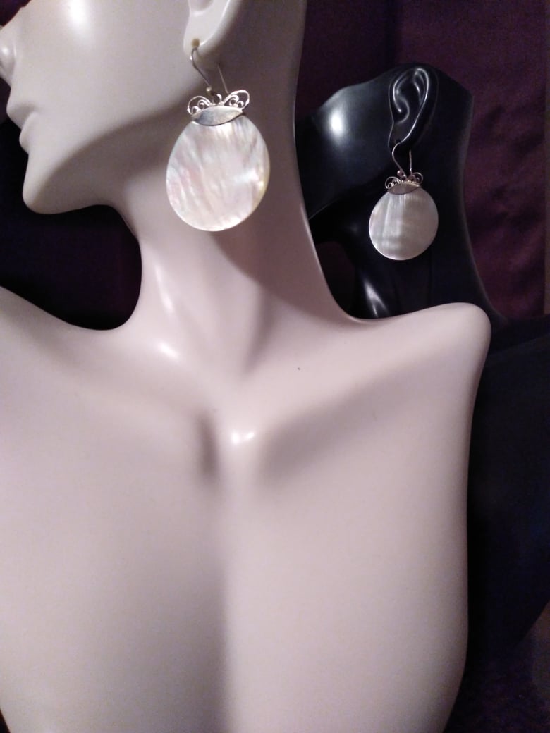 Image of STERLING SILVER MOTHER OF PEARL EARRINGS