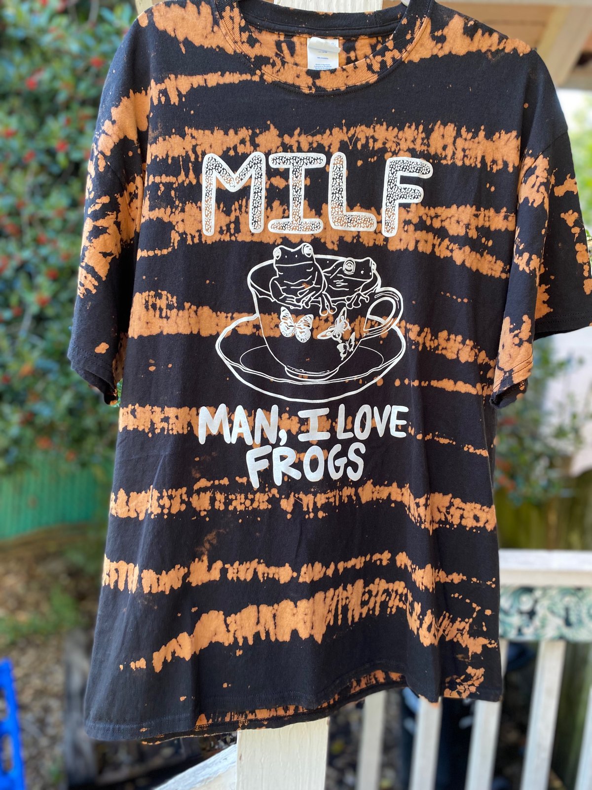 Image of XL MILF Man I Love Frogs Bleach Dye Shirt