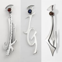 Image 1 of Initials and Gemstone Thistle Kilt Pin