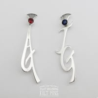 Image 3 of Initials and Gemstone Thistle Kilt Pin