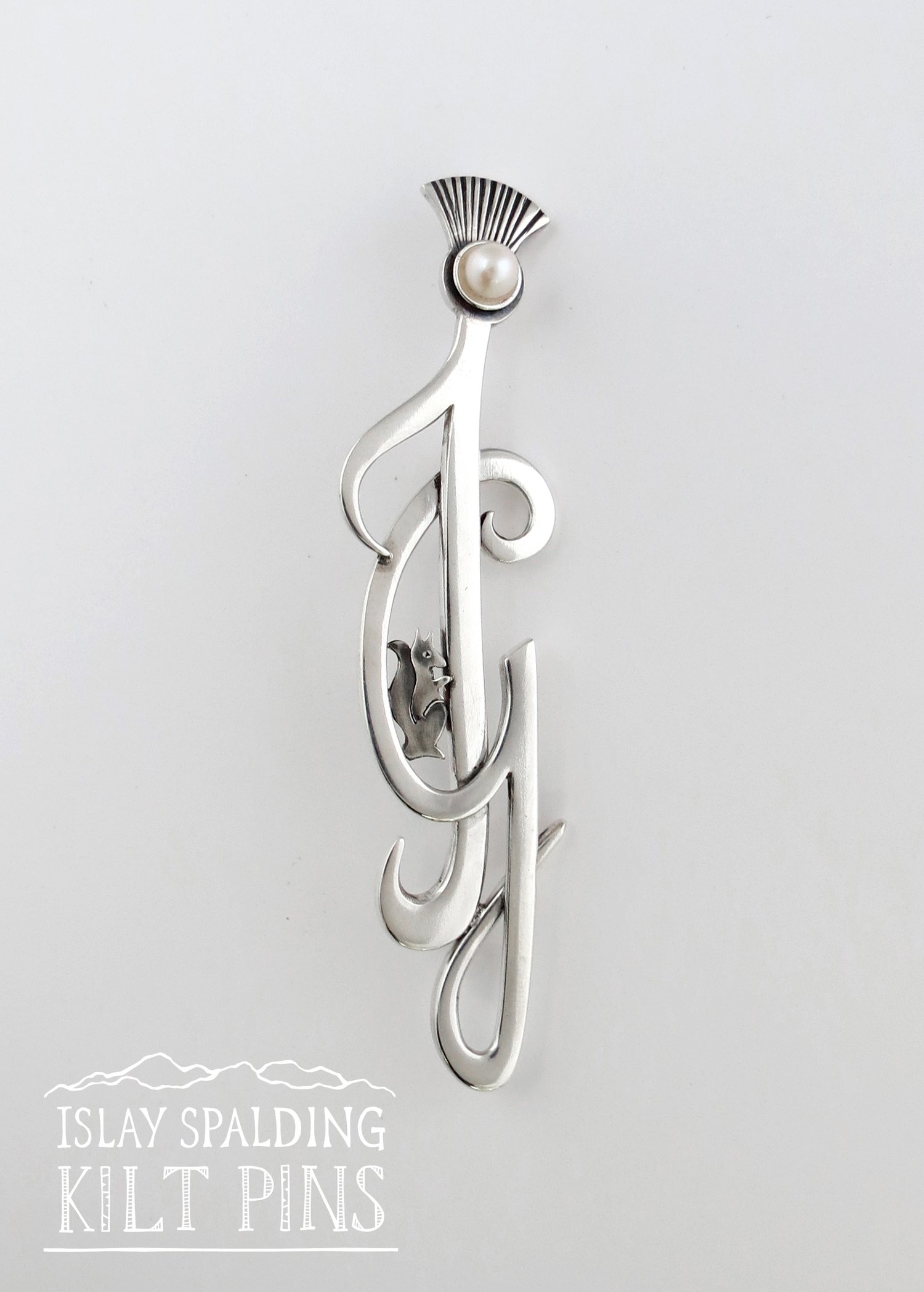 Image of Initials and Gemstone Thistle Kilt Pin