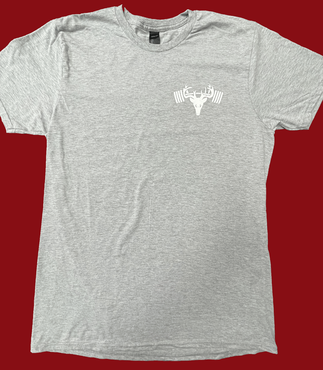 Grey T-Shirt -Spine Print Vertical Logo