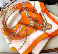 Image 1 of Orange Print Satin scarf 