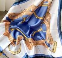 Image 1 of Blue Print Satin Scarf 