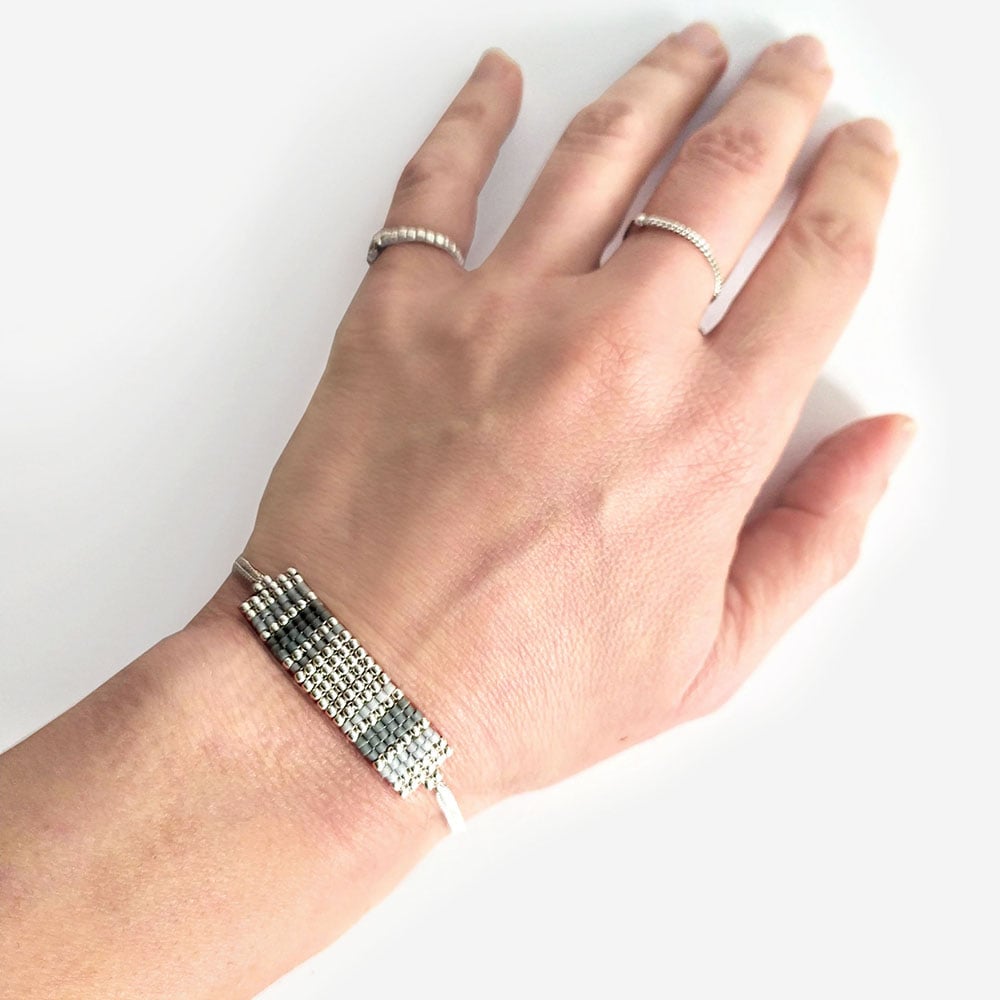 Image of Bracelet tissé gris "Inca" 