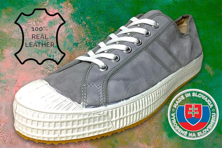VEGANCRAFT cow suede grey sneaker shoes made in Slovakia