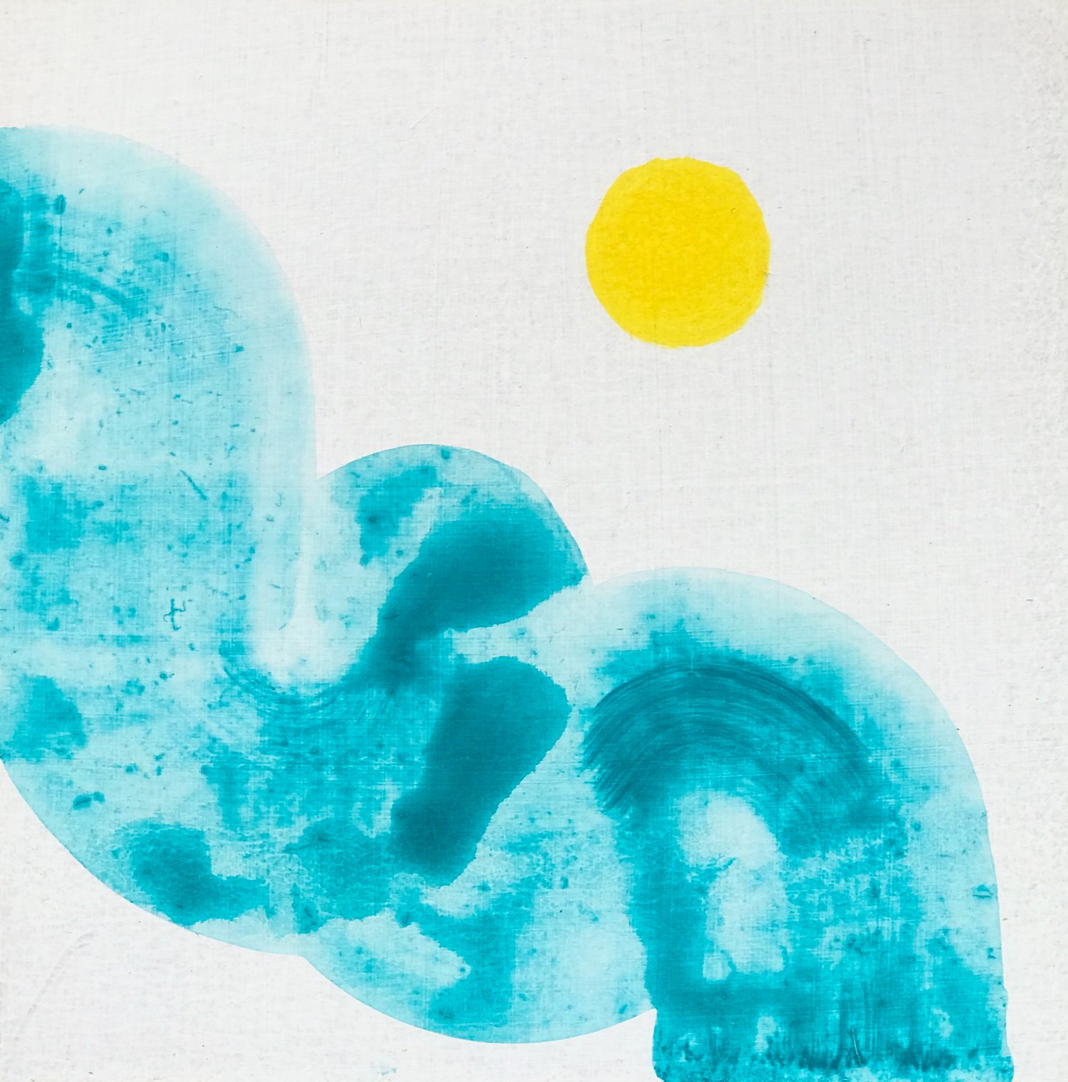 Turquoise and yellow - acrylic on pasteboard, cc 15x15 cm