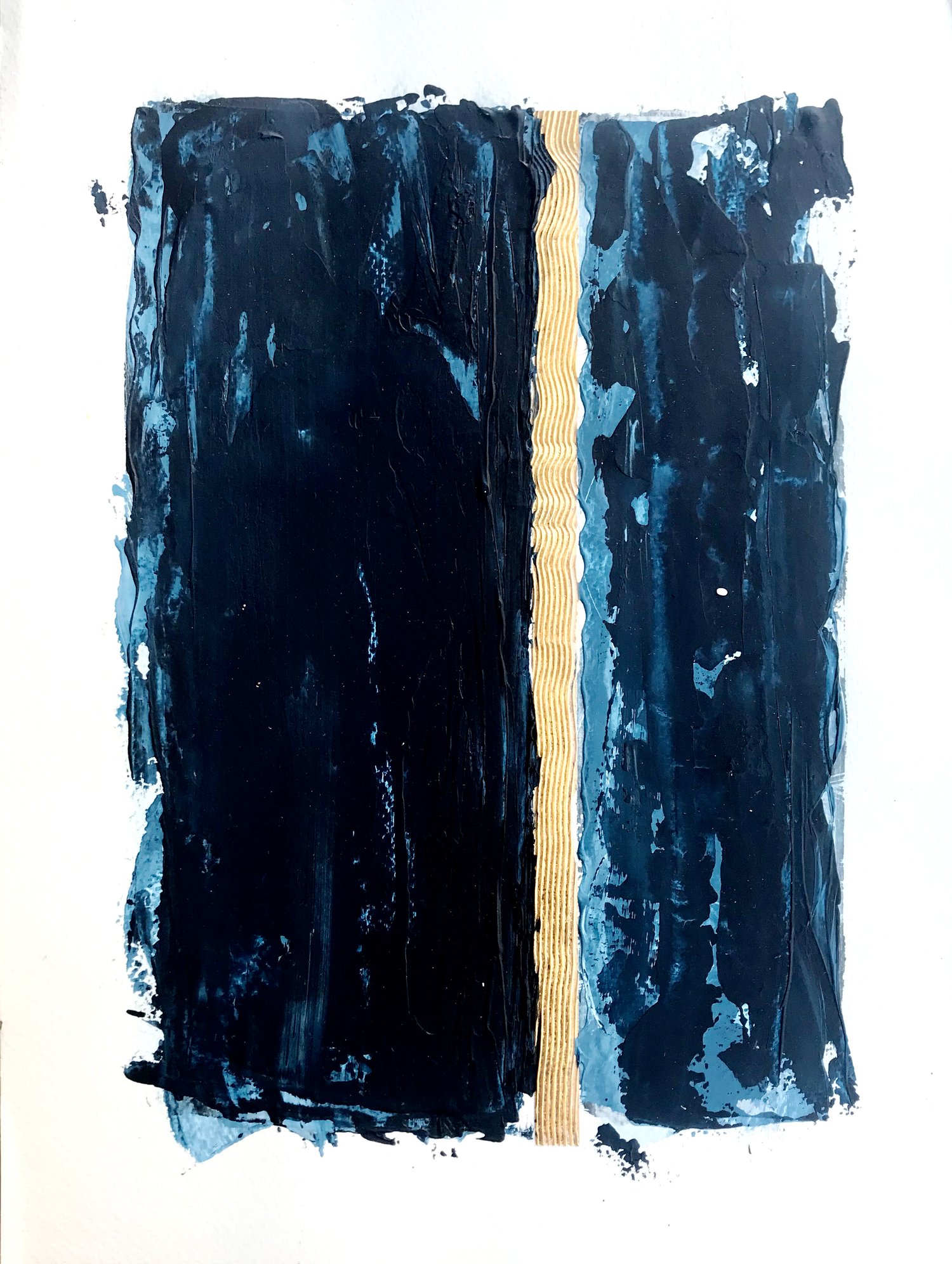 Without title - cc 23x31 cm, acrylic with 23,75 k gold on aquarelle paper