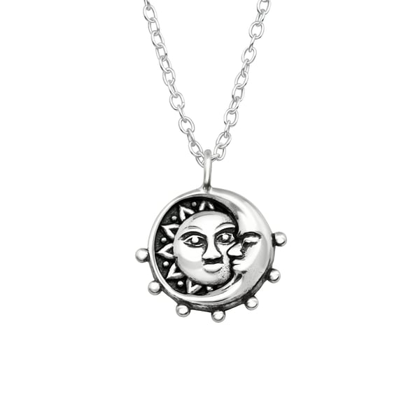 Image of The Lovers Medallion Sterling Silver Pendant Necklace
