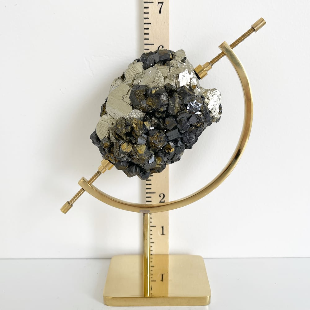 Image of Galena and Pyrite no.96 + Brass Arc Stand
