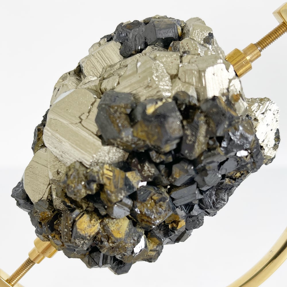 Image of Galena and Pyrite no.96 + Brass Arc Stand