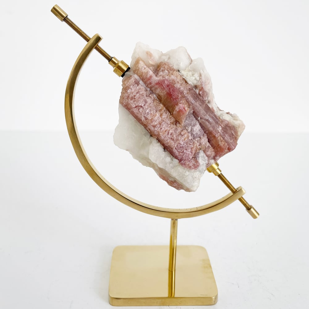Image of Pink Tourmaline no.04 + Brass Arc Stand