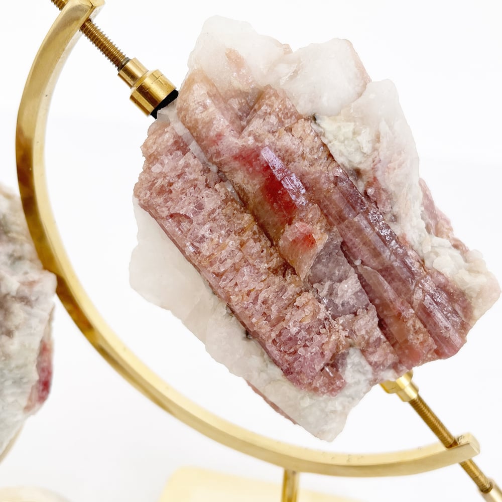 Image of Pink Tourmaline no.04 + Brass Arc Stand