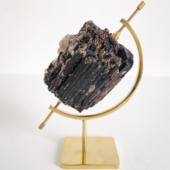 Image of Mica/Black Tourmaline no.27 + Brass Arc Stand