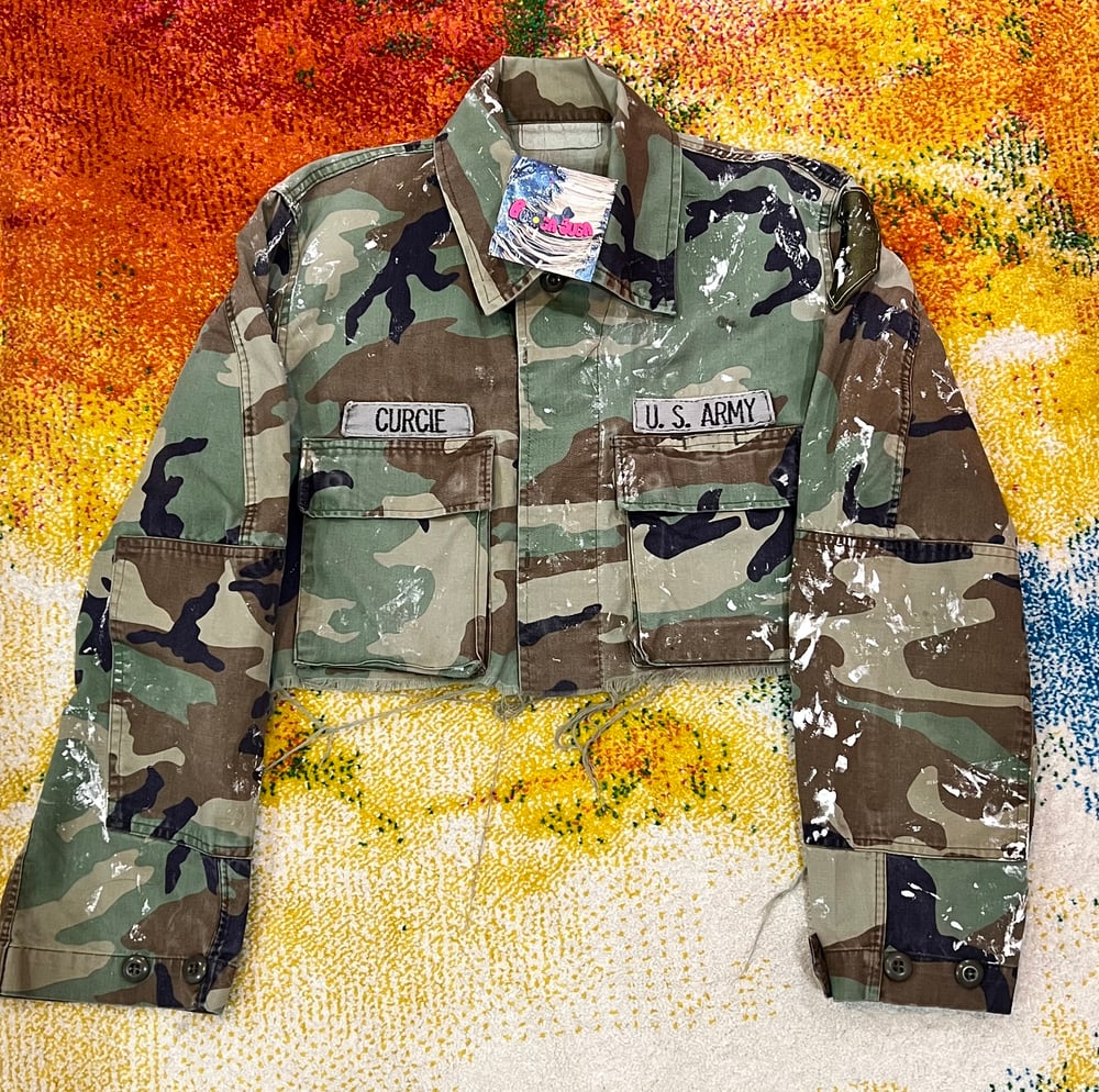 Image of Cropped Paint Splatter Camo Jacket