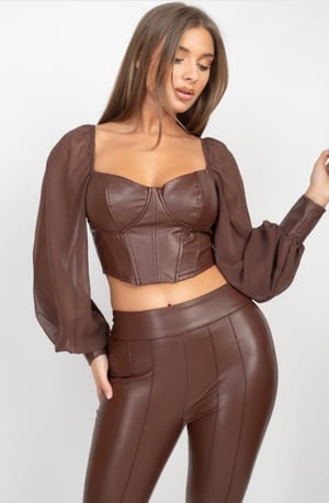Image of Romance 2 Piece Faux Leather Set 