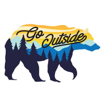Image 1 of GO OUTSIDE BEAR SILHOUETTE TREELINE 4" x 2.5" STICKER