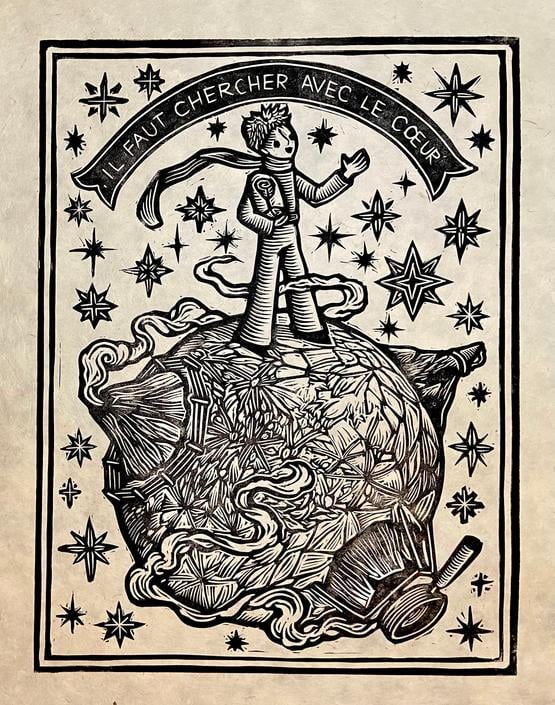 The Little Prince Block Print