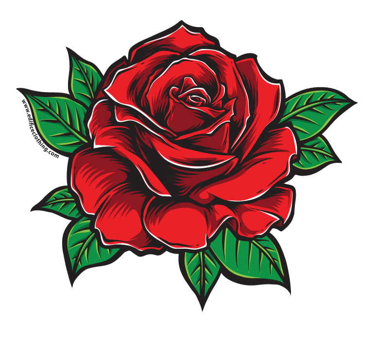Image of RED ROSE 4" x 3.5" STICKER