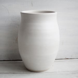 Image of Simple Modern Matte White Vase, Handcrafted Pottery Flower Vase Made in USA