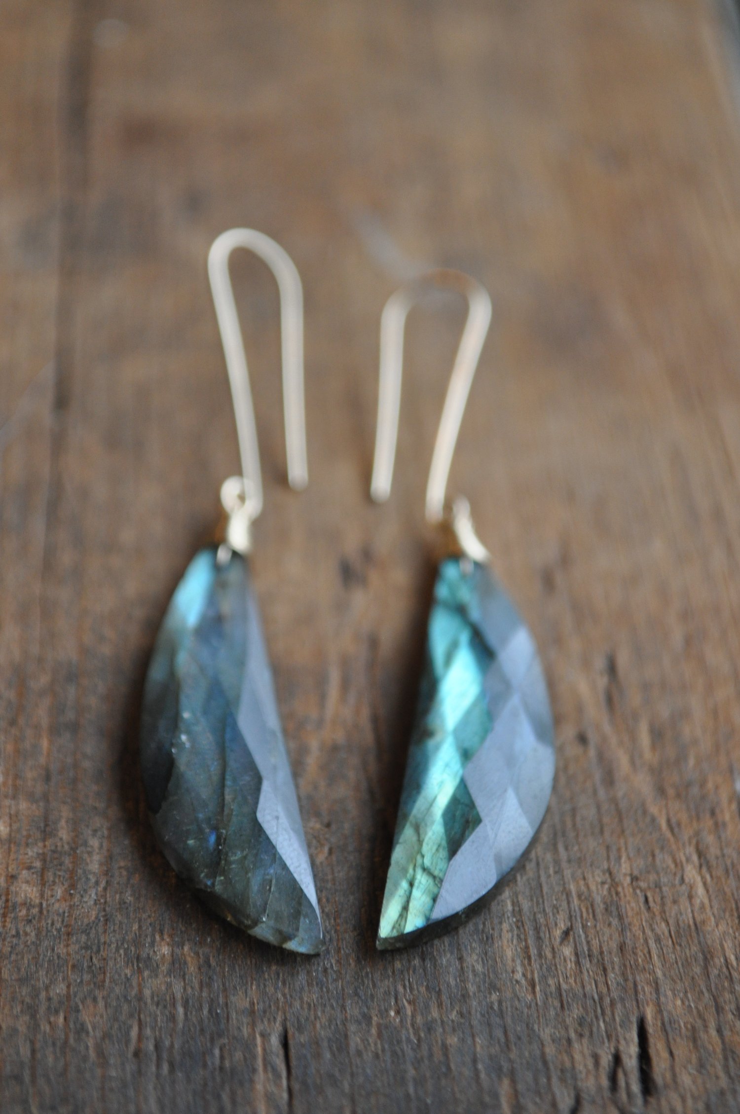 Image of Faceted Labradorite Crescent Dangles