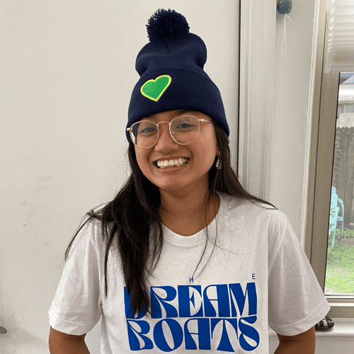 Image of Green Heart Beanie - Puff