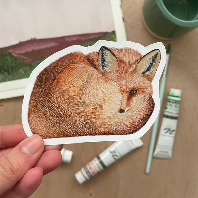 3.5 Inch Shy Fox Sticker