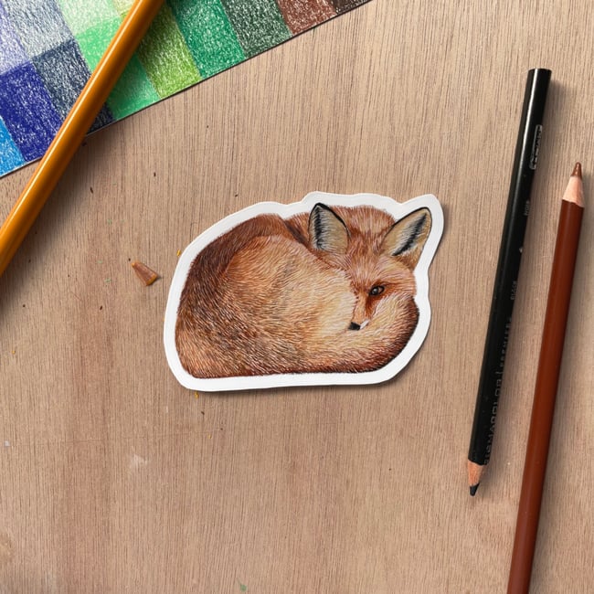 3.5 Inch Shy Fox Sticker