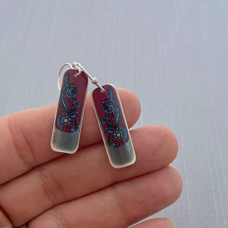 Silver Mixed Metal Tea Tin Column Earrings Image 4