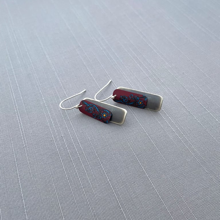 Silver Mixed Metal Tea Tin Column Earrings Image 3