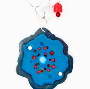 Blue Enamel Poppy Necklace