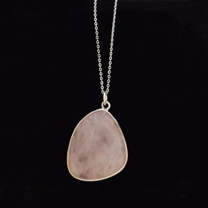 Image of Rose Quartz mixed shape cabochon cut silver necklace