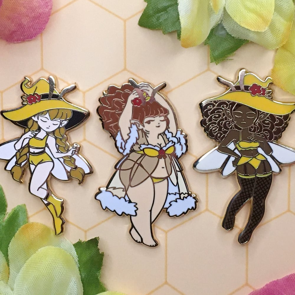 Image of Boudoir Bee Babes enamel pins