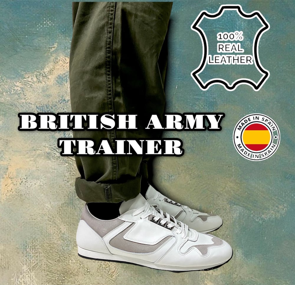 Image of Tortola X Quarter416 full grain cow leather British army trainer sneaker shoes made in Spain 
