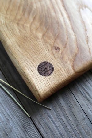 Image of Oak wood serving board, cheese or charcuterie board - the bird