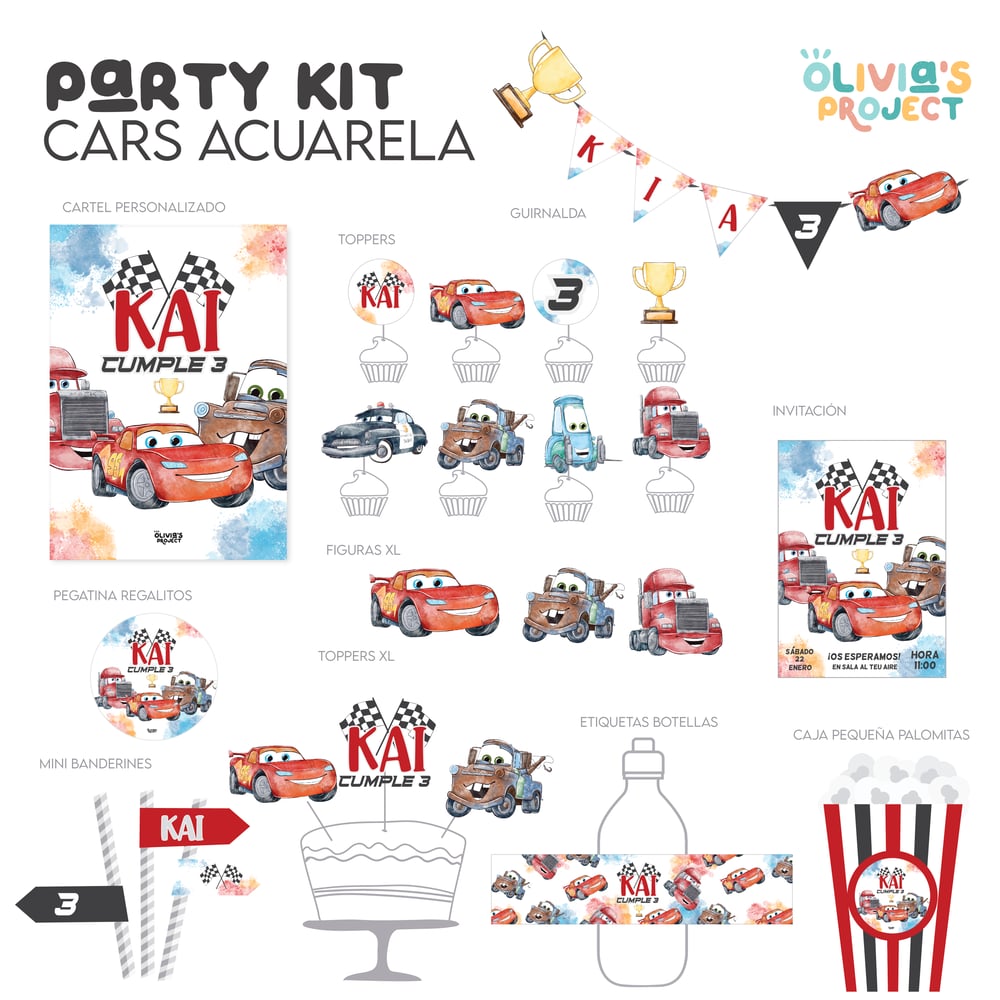 Image of Party Kit Cars Acuarela