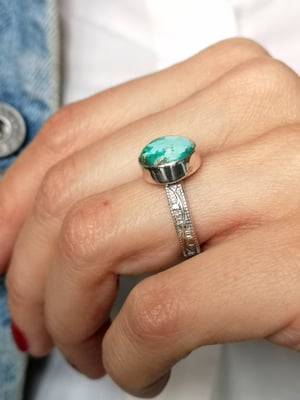 Image of Bague turquoise du tibet - taille 52 - ref. 7570