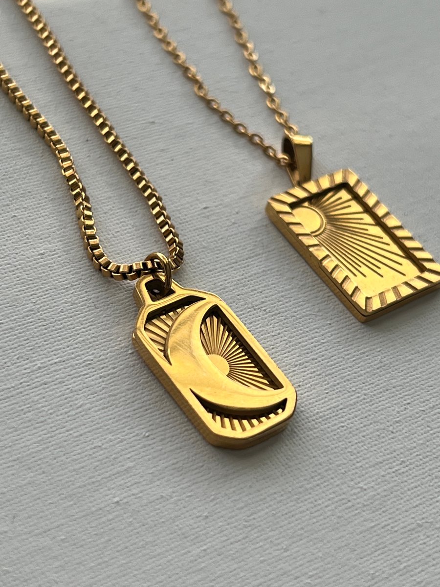 Image of RISE AND SHINE • Moon & Sun Necklace Set