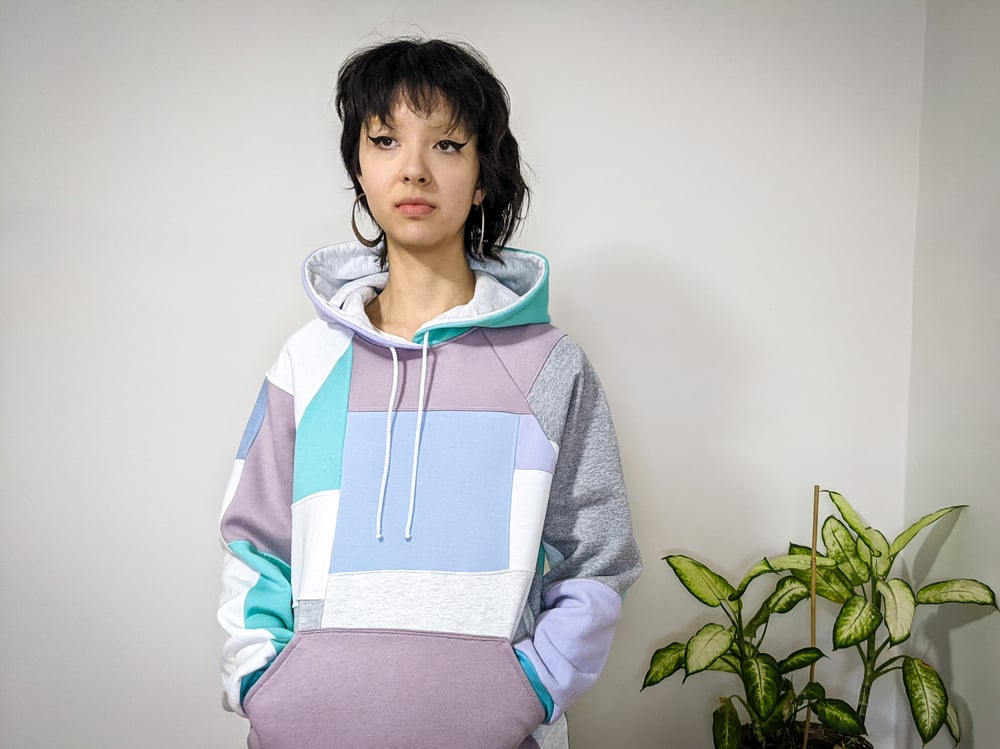 Image of OAK Pastel Up-cycled Scrap Fabric Patchwork Hoodie