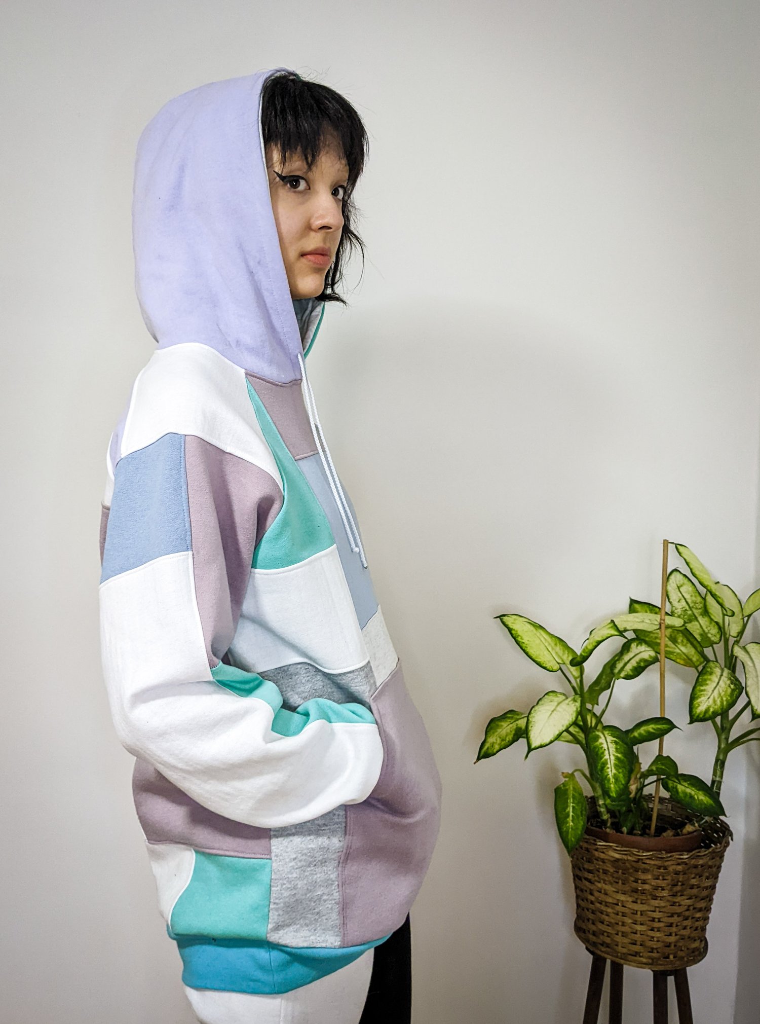 Image of OAK Pastel Up-cycled Scrap Fabric Patchwork Hoodie